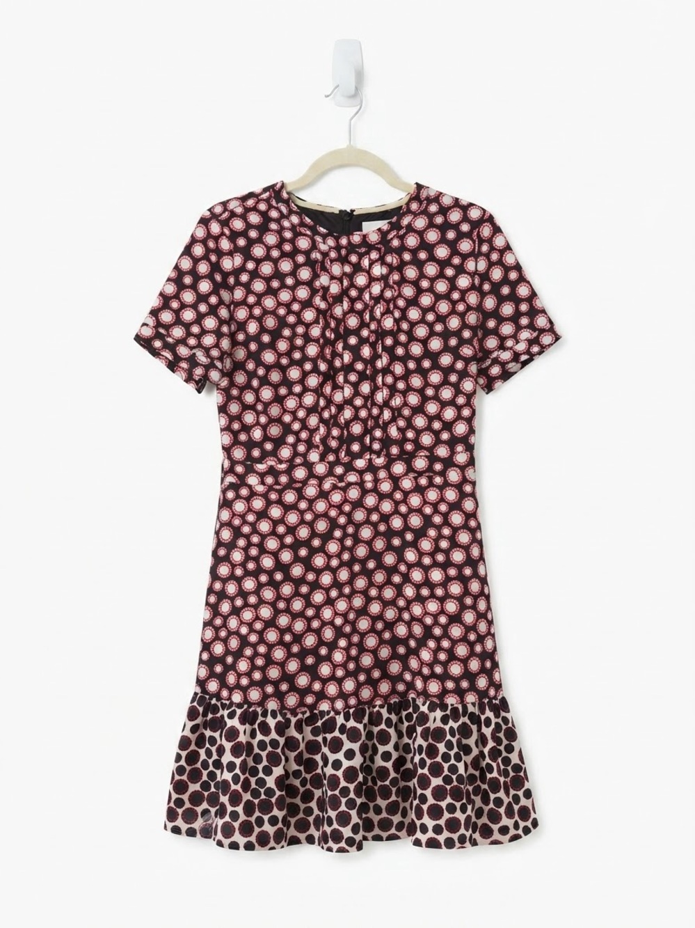 Maison Jules Burgundy Dress with Pink Polka Dots